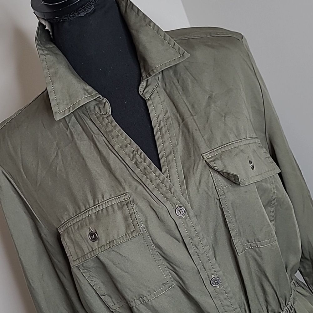 Style & Co sz M olive drab green dress - Picture 2 of 11